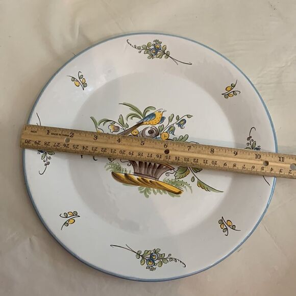 SP France Porcelain Bird In Flower Basket Foterie a la Chapelle des Gots Plate - Picture 7 of 7